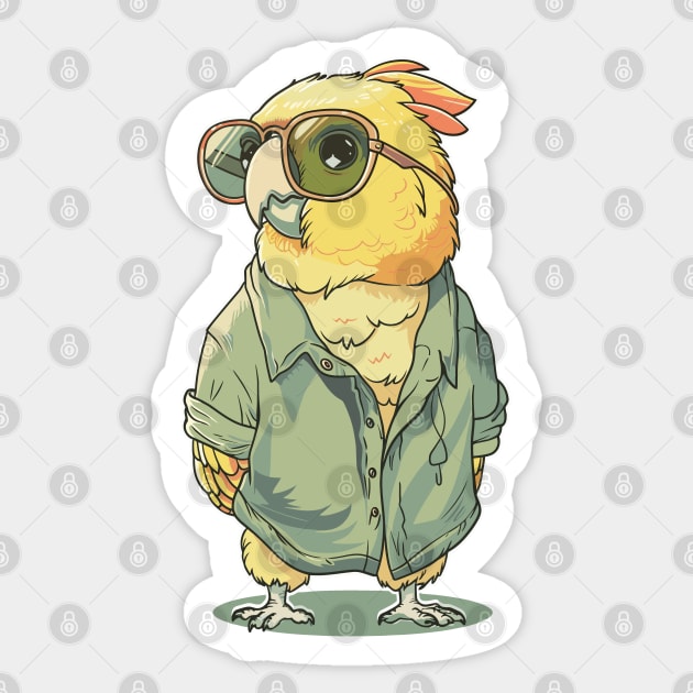 Vintage Green Cheek Conure Exotic Birds Parrot Sunglasses Sticker by RetroZin